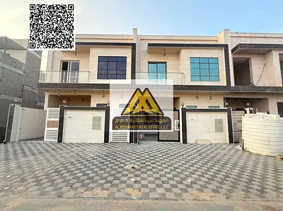 A brand-new villa for annual rent in Al Helio – Ajman, featuring a spacious modern layout with a rooftop, ideal for family living in a quiet location