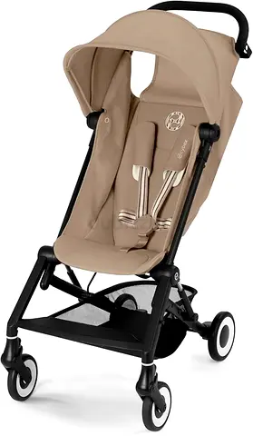 Lightweight compact beige stroller -