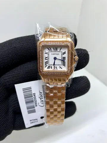 Cartier gold-tone ladies Master Copy wristwatch with stones bezel