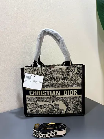 Christian Dior Book Tote with Detachable Strap - Beige/Black