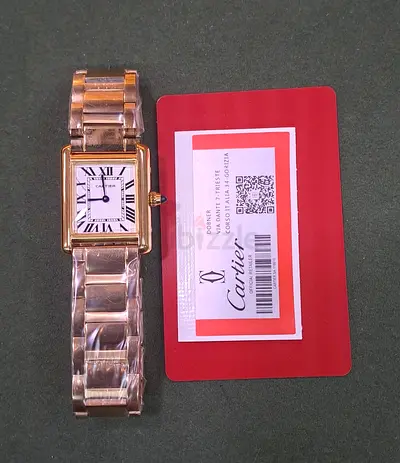 Cartier Tank-style Gold Tone Wristwatch