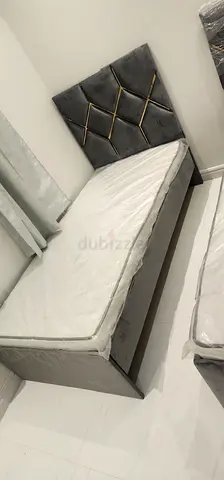 Brand New Single/Small Double Bed Frame with Headboard and Mattress - Grey Velvet