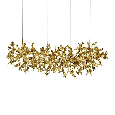 Modern Gold Leaf Cluster Pendant Light - Statement Chandelier