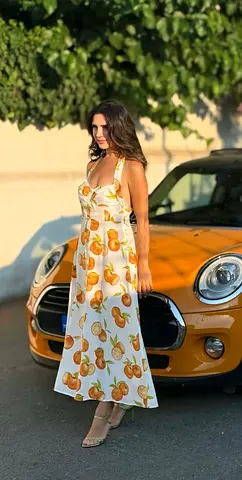Zara Linen Blend Dress in Fruit Print