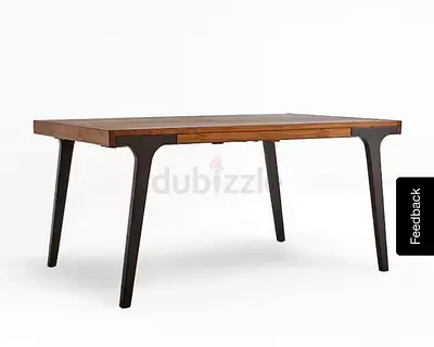 Solid Wood Dining Table with Metal Legs - 6 Seater