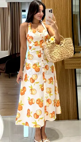 Zara Linen Blend Dress in Fruit Print