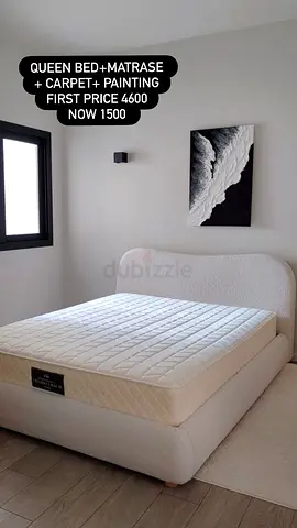 Queen Bed Frame with Mattress and Carpet - perfect Condition