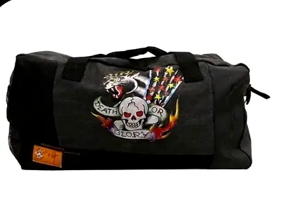 Black Graphic Duffel Bag with Skull  Tiger Design - Medium Travel Bag