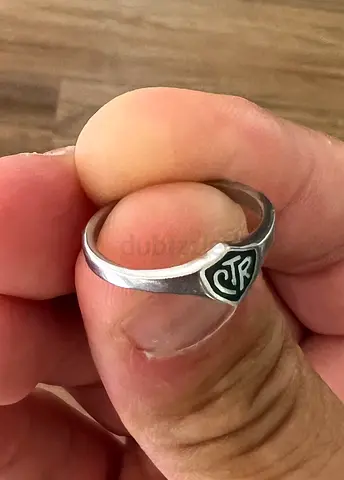 Sterling Silver Signet Ring with Engraved  Initials (CTR) - unisex size 7