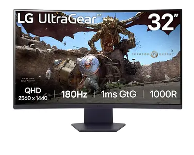 LG 32 inch Ultragear Curved Gaming Monitor QHD - 180Hz- 1 Year Warranty