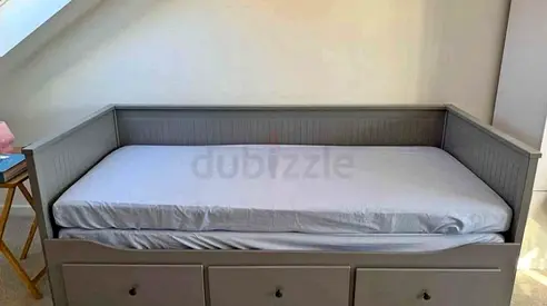 IKEA Hamnes Day bed with 3 storage drawers underneath and with 2 IKEA mattresses