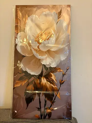 Framed Floral Wall Art - Large White Peony Print (Like New)