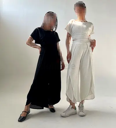 Matching Two-Piece Wide-Leg Knit Sets — White (Pair)