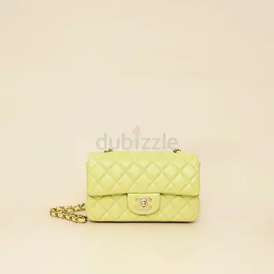 Authentic Chanel Kiwi Classic Mini Rectangula Flap Bag