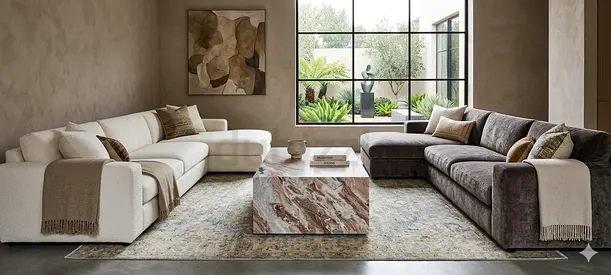 Natural Fancia Brown Marble  Rectangular Coffee Table