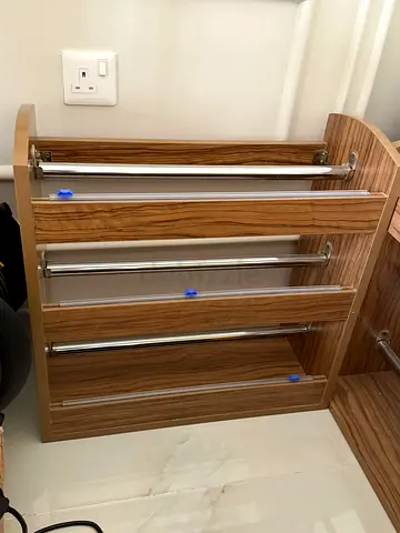 Wooden Kitchen Rack with 3 Stainless Steel Rods - Good  organizer Condition