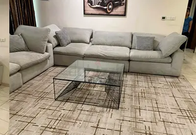 Perfect condition Pan Emirates Pianca corner feather filled sofa 5 seater