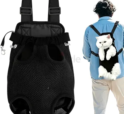 Hands-Free Front/Back Pet Carrier Backpack for Small Cats  Dogs (Black Mesh)
