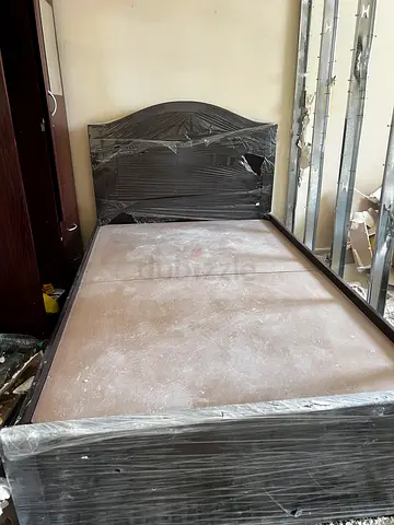 Wooden double bed frame with headboard - good condition