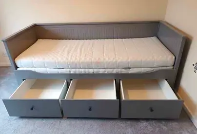 IKEA Hamnes Day bed with 3 storage drawers underneath and with 2 IKEA mattresses