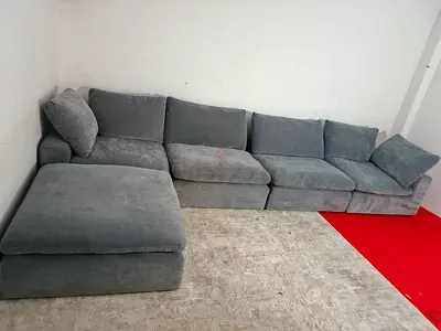 Great condition pan home pianca feather 🪶 filled modular sofa with ottoman