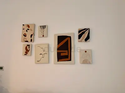 Set of 7 Minimalist Abstract Wall Canvases - Neutral Tones, originally 199