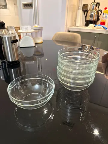 Set of 6 Small Glass Bowls — barely used, excellent condition