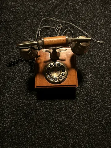 Vintage Rotary Dial Telephone (Wood  Brass Finish)