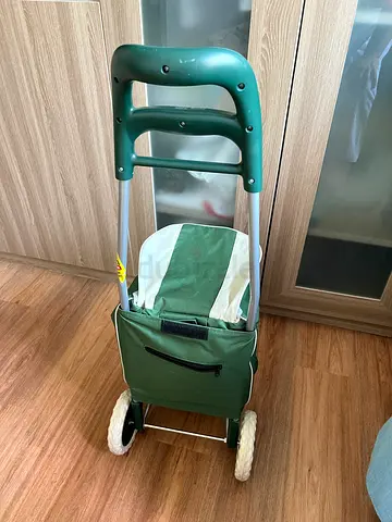 Foldable Shopping Trolley Cart with Large Wheels - Green