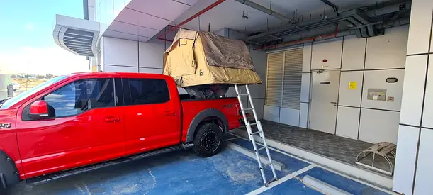 Rooftop tent with racks in good condition available for sale for amazing price