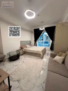 Super Deluxe Furnished Studio Apartment in Oasis Tower Prime location in Ajman, opposite Nesto Hyper