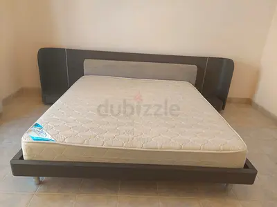 Double Bed Frame with Mattress and Integrated Headboard Storage