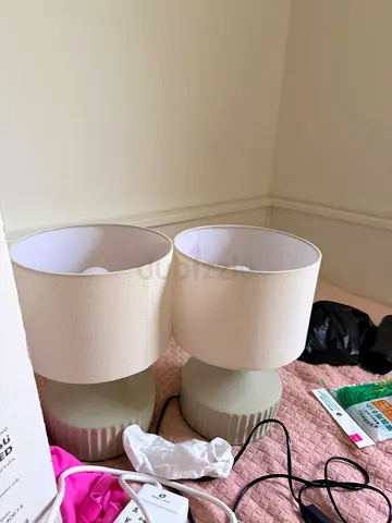 Pair of Modern Beige Table Lamps - Excellent Condition