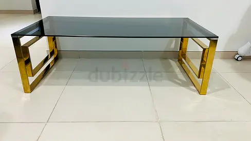 Glass Top Coffee Table with Gold Metal Frame