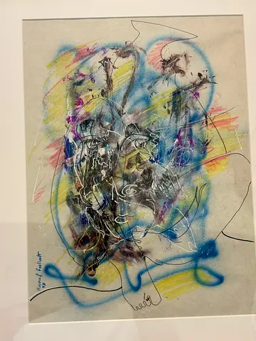 Original Abstract Expressionist Drawing – Mixed Media on Paper