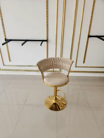 Gold Swivel Vanity/Bar Chair with Padded Seat with mirror