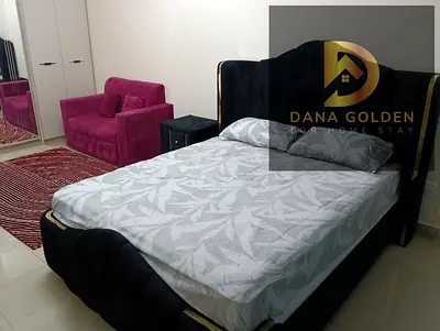 للايجار غرفتين وصاله وحمام مع بلكونتين مفروش  فرش فندقي مع نت