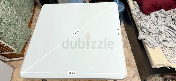 White Folding Plastic Table - Compact Square 83x83 cm (Used)