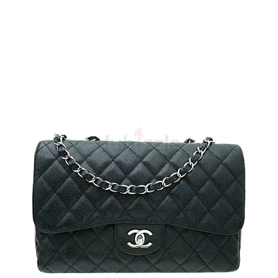 Authentic Chanel Black Classic Single Flap Jumbo Bag