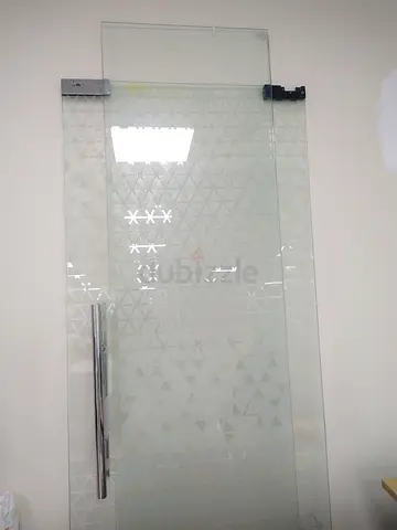 Frosted Glass Office Door with Handle (Tempered) - Good Condition