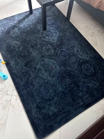 Dark Blue Vintage-Style Area Rug - 160x230 cm (Good Condition)