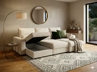 Ikea eskilstuna L shape sofa under storage