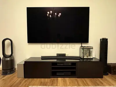 Urgent Sale IKEA TV trolley with tempered glass top - dark brown, good condition