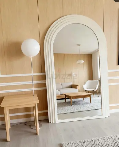 Large Arch Full-Length Decorative Floor Mirror - White Frame