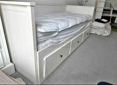 IKEA Hamnes Day bed with 3 storage drawers underneath and with 2 IKEA mattresses