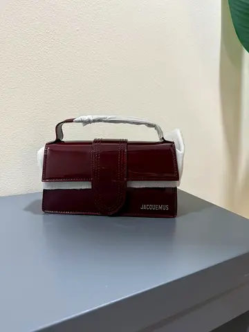 Jacquemus Le Bambino Burgundy Patent Mini Bag
