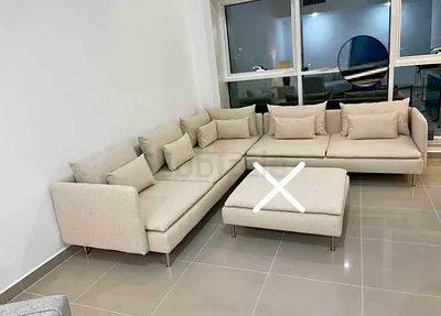 Ikea Sodhremn Corner Sofa Beige Light Beige Modular Corner Sofa with Ottoman — Good Condition