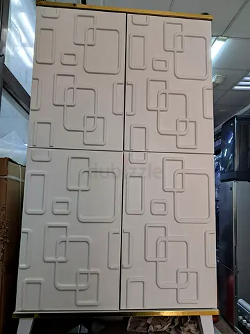 White 4-Door Shoe Wardrobe with Geometric Panel Design -