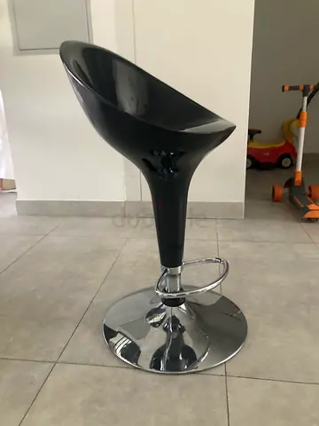 Modern Black Adjustable Bar Stool with Chrome Base