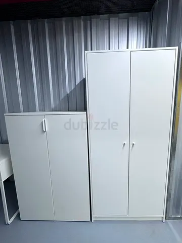 White freestanding wardrobe / storage cupboard  working table - good condition - Immediate selling